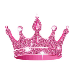 pink glitter queen crown vector