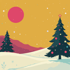Obraz premium Festive Christmas Tree Forest at Night