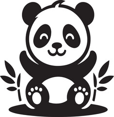 Panda silhouette vector  illustration with white background.