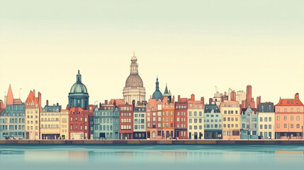 Fototapeta premium Kingston upon Hull, color pen pencil hand-drawn effect drawing illustration for travel poster, card, wallpaper, backdrop or banner. Modern, clear, artistic and simple