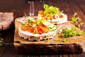 diet bread with fresh salmon