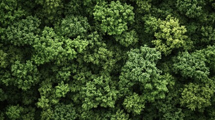 A breathtaking aerial view of a dense forest showcasing the vibrant green canopy of trees. The image captures the beauty and vastness of nature.