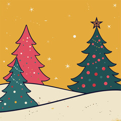 Festive Christmas Tree Forest at Night