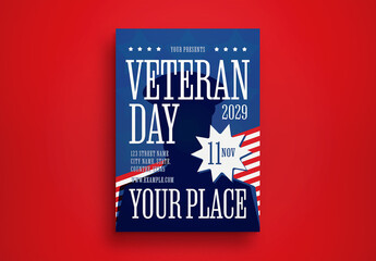 Blue Flat Design Veterans Day Flyer Layout