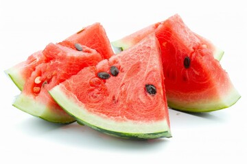 Pieces of fresh watermelon isolated on white