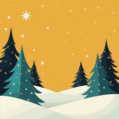 Festive Christmas Tree Forest at Night