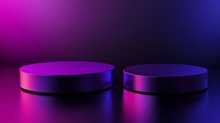 Modern Abstract Geometric Stages with Pastel and Neon Lighting for Minimalist Artistic and Futuristic Set Design Featuring Circular Platforms, Soft Shadows, and Vibrant Colors in Contemporary Spaces