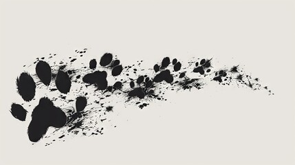 paw prints from a cat and dog, featuring diagonal footprints suitable for t-shirts, backgrounds, patterns, website designs, greeting cards, and children's prints
