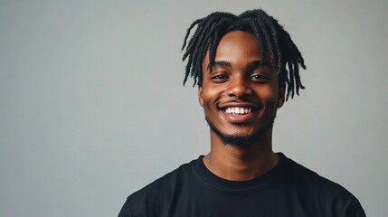 Obraz premium Happy Young Man with Dreadlocks Smiling at Camera