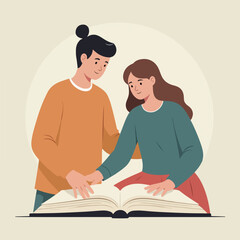 Couple Bonding Over a Book