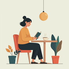 Cozy Reading at a Café