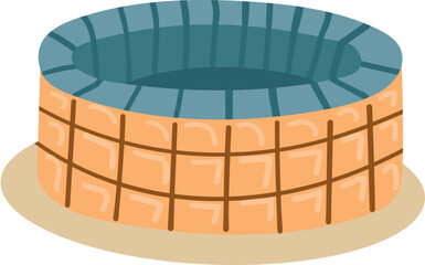 Obraz premium Wicker bed for animals vector image. Bed for a cat or dog with a pillow. Berth. isolated on white.