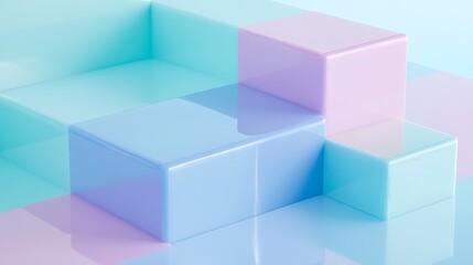 Fototapeta premium Modern Abstract Geometric Stages with Pastel and Neon Lighting for Minimalist Artistic and Futuristic Set Design Featuring Circular Platforms, Soft Shadows, and Vibrant Colors in Contemporary Spaces