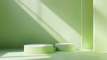 Modern Abstract Geometric Stages with Pastel and Neon Lighting for Minimalist Artistic and Futuristic Set Design Featuring Circular Platforms, Soft Shadows, and Vibrant Colors in Contemporary Spaces