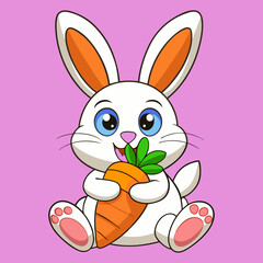 rabbit with carrot. Easter bunny with carrot