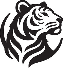 Tiger silhouette vector with white background.