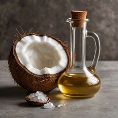 Coconut and oil on Sea Beach with coconut tree
