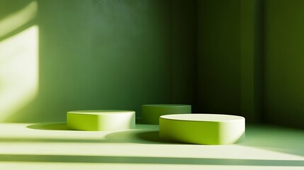 Modern Abstract Geometric Stages with Pastel and Neon Lighting for Minimalist Artistic and Futuristic Set Design Featuring Circular Platforms, Soft Shadows, and Vibrant Colors in Contemporary Spaces