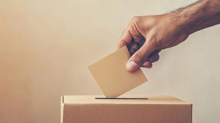 Democratic Voting Concept Highlighting Civic Participation with a Hand Placing a Ballot into a Modern Box