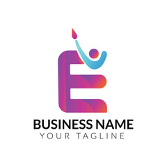 E abstract modern minimalist typography 3e colorful letter logo design template