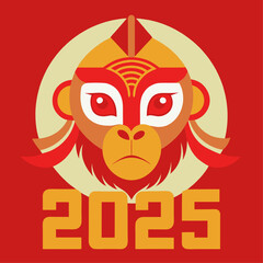 Chinese New Year Monkey 2025: A vibrant and modern illustration of the Chinese zodiac monkey, symbolizing the Year of the Monkey in 2025.