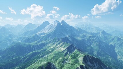 Fototapeta premium A panoramic view from the highest peak. Scenic views on mountain peaks