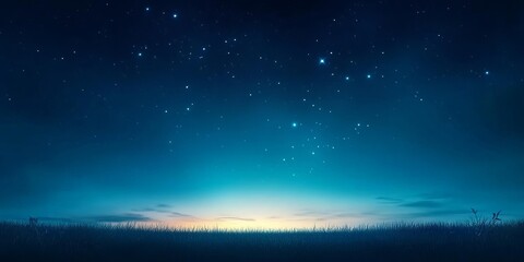 A serene evening sky with stars twinkling flat design, front view, night theme, 3D render, Splitcomplementary color scheme