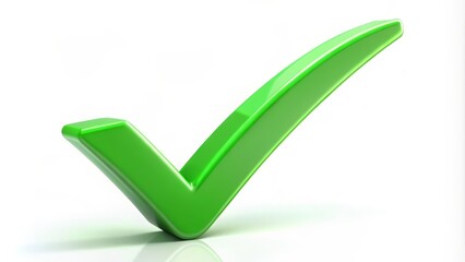 Green check mark is standing on a white background