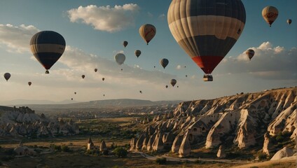 Awe-inspiring hot air balloon flight over cappadocia’s stunning rock formations at sunrise