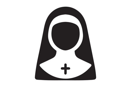black and white nun icon clip art preview