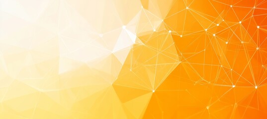 Orange Technology Background, Abstract Design in Connected Dots and Triangles, Digital Illustration