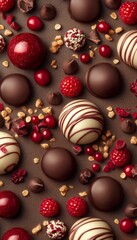 Chocolate Variety Top View of an Assorted Arrangement of Chocolate Candies and Treats