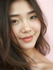 Obraz premium Close-Up Portrait of a Young Woman with Soft Smile