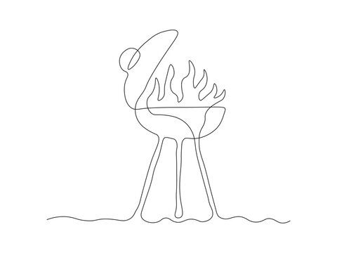 recommend clip art: Abstract grill, barbecue. continuous one line art hand drawing sketch, logo