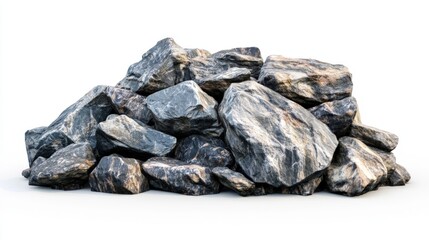 view of rocks stone and rocky cliff part on white background isolate