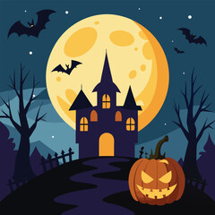 halloween background with house