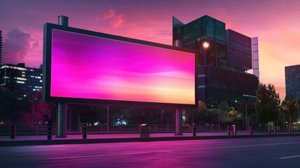 Blank Billboard at Sunset in Urban Setting