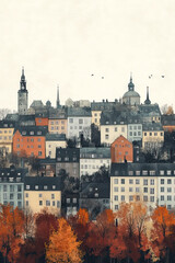 Obraz premium Luxembourg City, Luxembourg, color pen pencil hand-drawn effect drawing illustration for travel poster, card, wallpaper, backdrop or banner. Modern, clear, artistic and simple