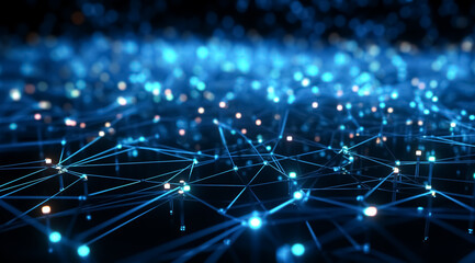 Obraz premium Electronic circuit board in abstract blue background. Digital future concept