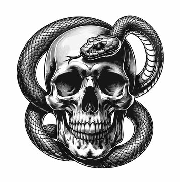Teschio con serpente. Generative AI