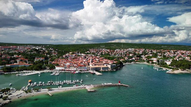 Aerial View Over Krk, Primorje-Gorski Kotar, Croatia