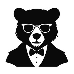 Silhouette portrait of a bear wearing glasses 