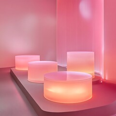 Elegant Minimalistic Stage Designs in Soft Pastel and Bold Colors for Modern Backgrounds