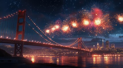 Naklejka premium New Year's Eve Celebrations and Fireworks in Major Cities Around the World, Generative AI