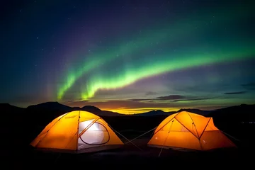 Fotobehang camping in the mountains  © Merch_Ai