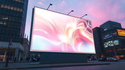 Naklejka premium Futuristic Urban Billboard at Dusk