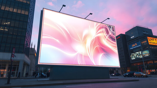 Futuristic Urban Billboard at Dusk