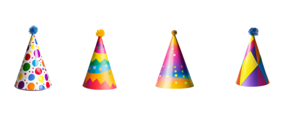 set of Festive, colorful party hat isolated on a white background