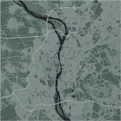 Map of Cairo in Egypt in a smooth dark style. Contains layered vector with roads water, parks, etc.