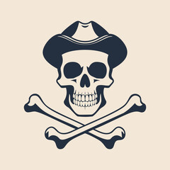 Fototapeta premium Hand drawn skull and crossbones tattoo vector